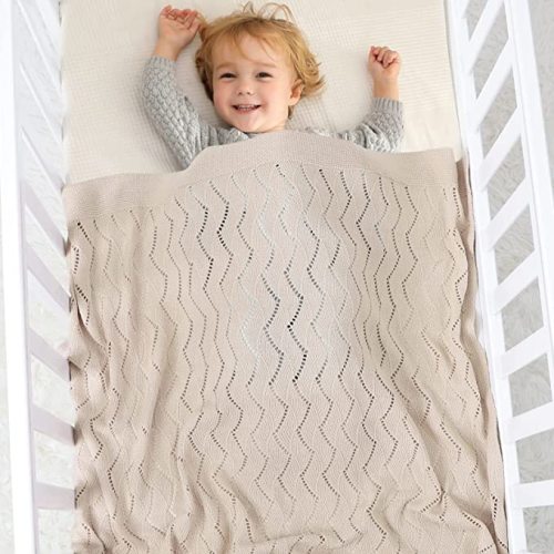 DovFanny Cotton Baby Blanket Knit Cellular Blanket Soft Swaddle Newborn Baby Blanket for Boy and Girls Camel 100 * 80 CM - camel - 100*80 CM