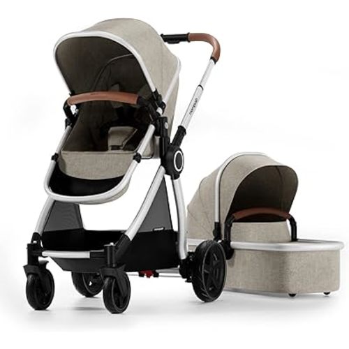 Mompush Ultimate2 Baby Stroller for Toddler with Removable Bassinet & Reversible Seat, Smooth Glide Bassinet Stroller, Full-Size for Comfortable Outings with Baby