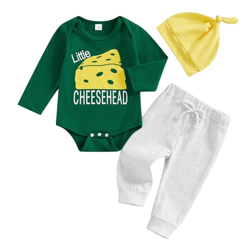 BemeyourBBs Newborn Baby Boy Football Outfit Game Day Long Sleeve Romper Pants Set with Beanie Hat Fall Winter Clothes
