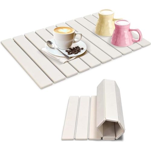 Stone Drying Mat for Kitchen Counter, 24"×16" Large Collapsible Stone Dish Drying Mat, Absorbent Diatomaceous Earth Quick Dry Mats for Tableware, Bottles and Cups