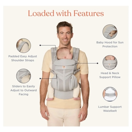 Pearl Grey Omni Classic Mesh Baby Front Carrier | Ergobaby