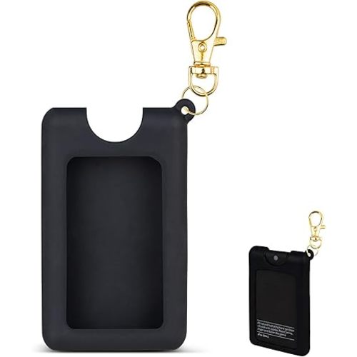 VANEST Silicone Case Compatible with Noshinku Pocket Hand Sanitizer, Protective Case with Keychain for Refillable Travel Size, Hand Sanitizer Spray Accessory (Black)