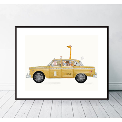 Little Yellow Taxi. Nursery art - 20x16