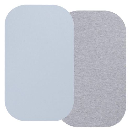 100% Organic Cotton Bassinet Sheets Compatiable with ANGELBLISS & Ronbei Baby Bassinet Bedside Sleeper, 2 Pack Jersey Knit Fitted Sheet for Baby Boy and Girl, Grey and Pastel Blue