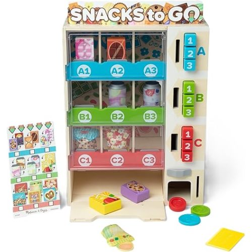 Melissa & Doug Sort, Stock, Select Wooden Vending Machine Play Set, Wooden Toy Play Food for Boys and for Girls 3+