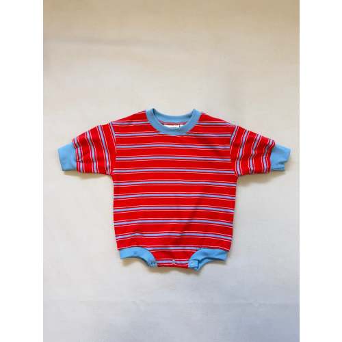Mattie Stripe Cotton Bodysuit - Poppy/Blue Stripe
