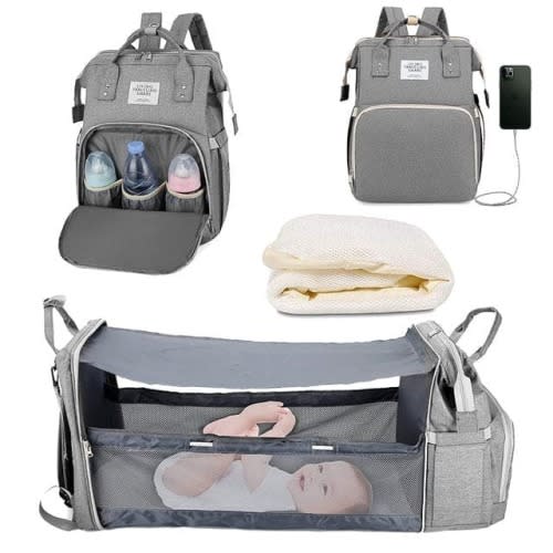 Your Baby's Dream Haven: The Ultimate Portable Bed & Diaper Bag Combo!
