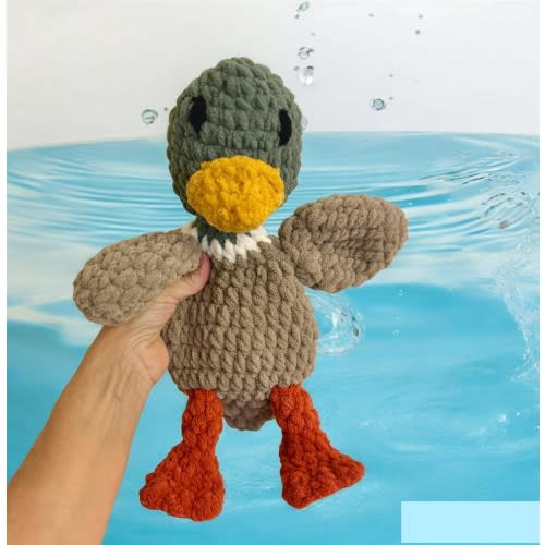 Duck Snuggler, Crochet Mallard Duck Snuggle Toy, Handmade Crochet Plush Duck, Baby Snuggle Toy, Toddler or Baby Gift, Made to order