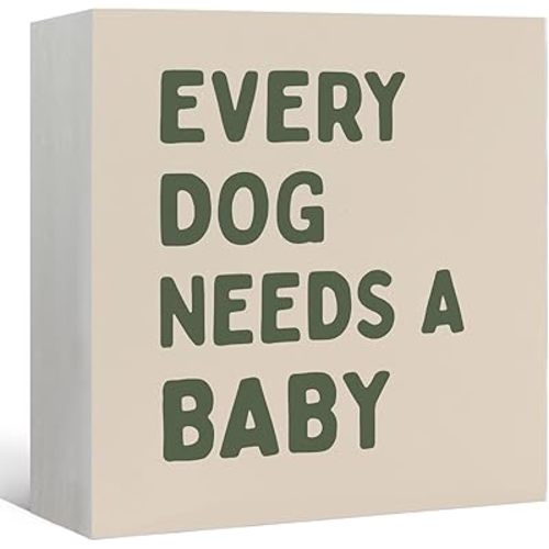 Baby Shower Decor Wooden Box Sign, Pregnancy Announcement Babe Gender Reveal Wood Block Signs Decorations, Every Dog Needs a Baby Wood Box Signs for Newborn Room Bedroom Decor, 5x5 Inch