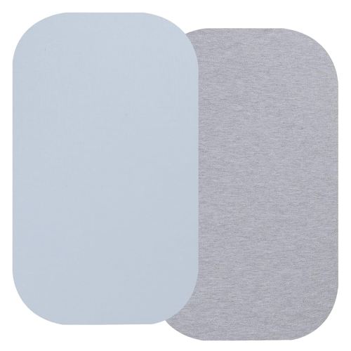 100% Organic Cotton Bassinet Sheets Compatiable with Baby Delight Beside Me Dreamer Bassinet & Mika Mikcy Bedside Sleeper, 2 Pack Jersey Knit Fitted Sheet for Baby Boy and Girl, Grey and Pastel Blue