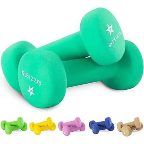 Yes4All Neoprene Coated Dumbbell Hand Weight Sets of 2 - Multiple Weight Options with 15 Colors, Anti-roll, Anti-Slip, Hexagon Shape