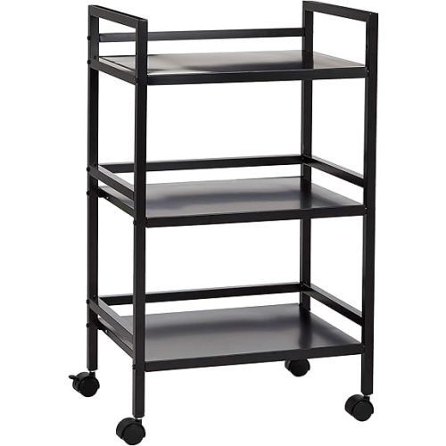 Amazon Basics 3-Tier Metal Rolling Cart, Black