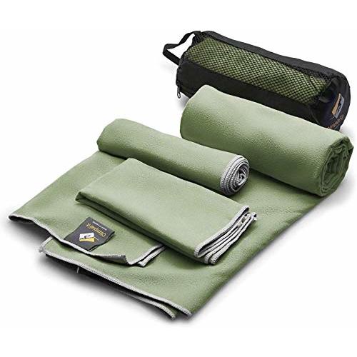 OlimpiaFit Quick Dry Towel - 3 Size Pack of Lightweight Microfiber Travel Towels w/Bag - Fast Drying Towel Set for Camping, Beach, Gym, Backpacking, Sports, Yoga & Swim Use