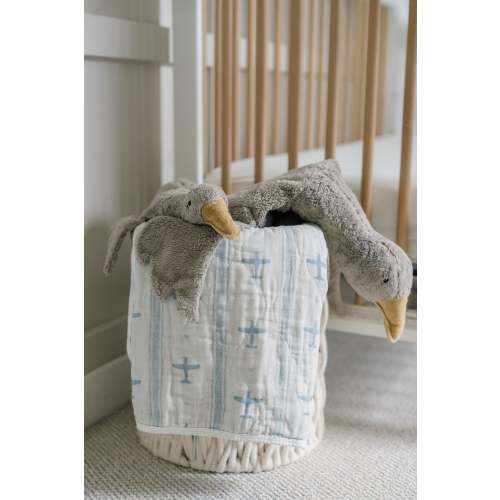 Vintage Airplanes QUILTED 6 Layer Gauze Blanket