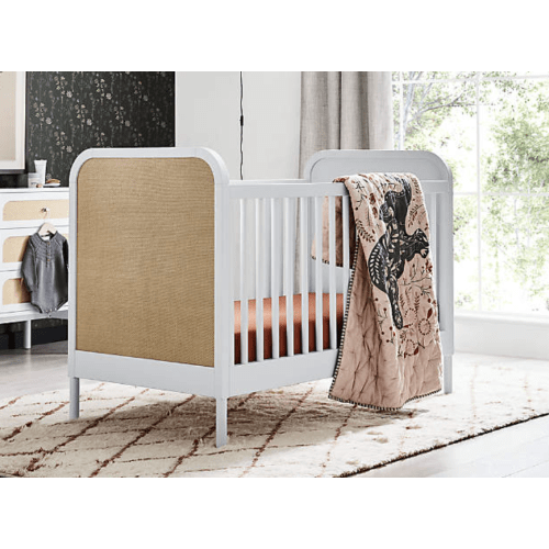 Maren White and Cane Convertible Baby Crib