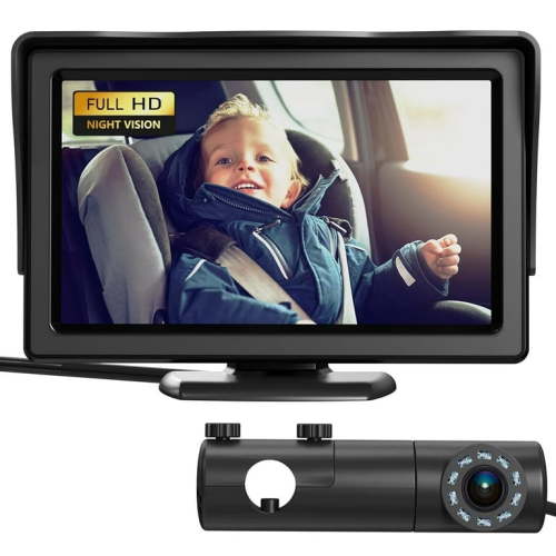 Grownsy Baby Car Camera,4.3" HD Display Baby Car Mirror with Night Vision Feature,Wide Clear View