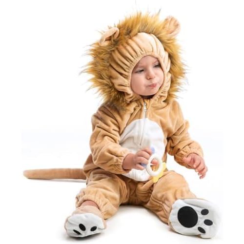 HSCTEK Baby Lion Onesie Costume, Unisex Infant Baby and Toddler Hooded Bodysuit 0-4T