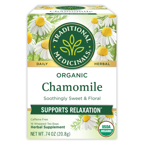 Traditional Medicinal's Organic Chamomile Herbal Tea Bags, 16 Count, Calming Stomach Aid