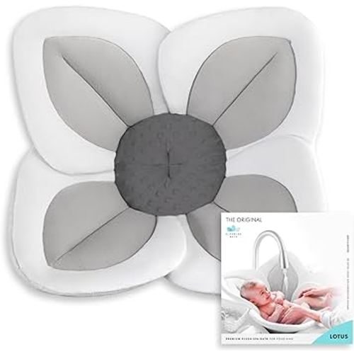 Blooming Bath Baby Bath Seat - Baby Tubs for Newborn Infants to Toddler 0 to 6 Months and Up - Baby Essentials Must Haves - The Original Washer-Safe Flower Seat (Lotus, Gray/Dark Gray)