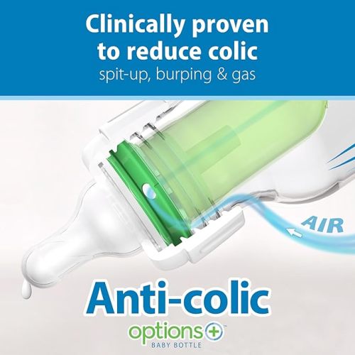 Dr. Brown’s Natural Flow Anti-Colic Options+ Wide-Neck Glass Baby Bottle Starter Set with 100% Silicone Glass Bottle Sleeves, Baby Bottle Brush, Prevent Pacifier and Pacifier and Bottle Wipes