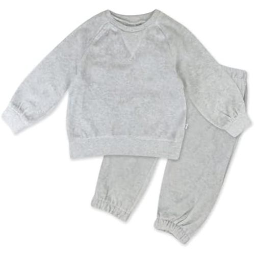 HONESTBABY Velour Pullover Hoodie and Zip Front Sweatshirt and Jogger Sweatpants Set