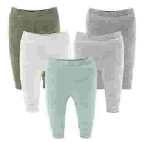 The Peanutshell Baby Boy and Baby Girl Pants, Soft Heather Neutrals Unisex Pull On Pants for 6-9 Months, 5-Pack