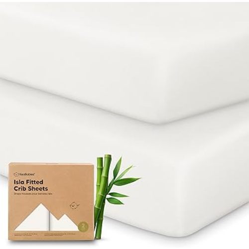 KeaBabies 2-Pack Baby Crib Sheets for Boys, Girls - 52x28 Viscose Derived from Bamboo Toddler Bed Sheets Neutral, Fitted Crib Mattress Cover for Standard Baby Bedding, Soft & Cozy (Soft White)