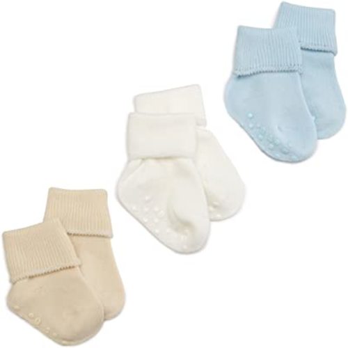 Jefferies Socks Baby Boy's Organic Cotton Non-Skid Turn Cuff Socks 3 Pair Pack