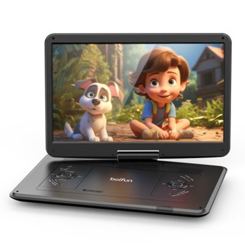 BOIFUN 17.5" Portable DVD Player with 15.6" Large HD Screen, 6 Hours Rechargeable Battery, Support CD/DVD/USB/SD Card/Sync TV