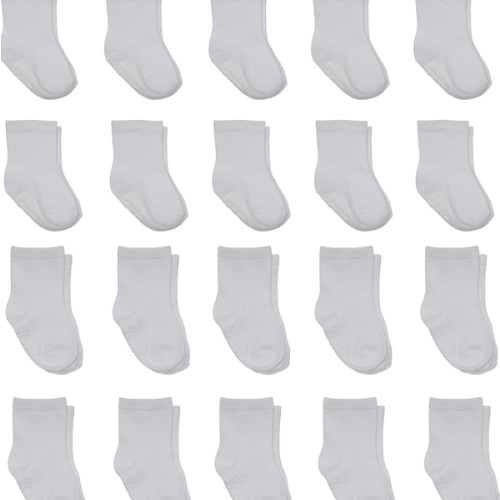 Little Me 20-Pack Newborn Baby Infant & Toddler Unisex Socks, 0-12/12-24 Months, Assorted Size Pack, White