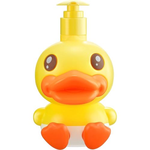 Cute Soap Dispenser for Kids Gift,Fun Dispenser for Bathroom Kitchen Countertop Vanity fit Lotion Shampoo Shower Hand Sanitizer,Animal Yellow B Duck Themed Soap Bottle with Pump Bath Accessories