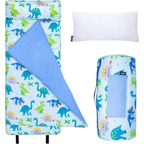 Wildkin Kids Original Nap Mat – Cozy Kids Sleep Mat with Pillow, Ideal for School & Travel - Dinosaur Land