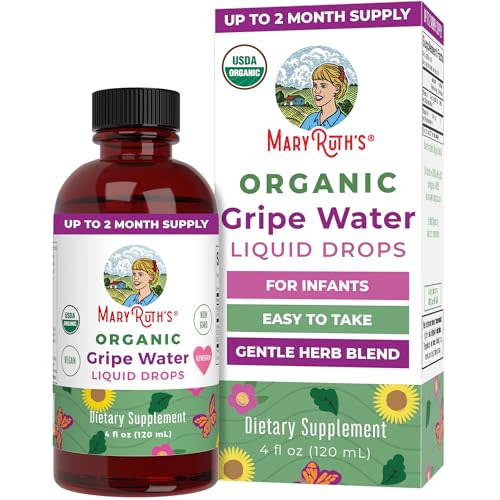 USDA Organic Gripe Water for Babies by MaryRuth's | Herbal Blend for Little Tummies | Baby Essentials | for Newborns | Ginger Root | Fennel Seed | Dill Seed | Vegan | 4 oz | 30-60 Servings