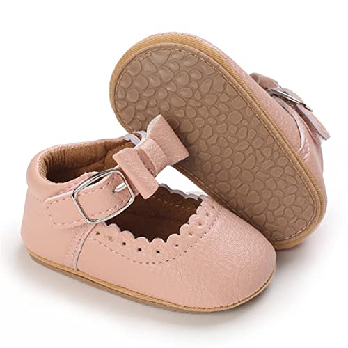 LAFEGEN Baby Girl Shoes Non Slip Soft Sole PU Leather Infant Toddler Mary Jane Flats First Walker Crib Dress Oxford Shoes 3-18 Months