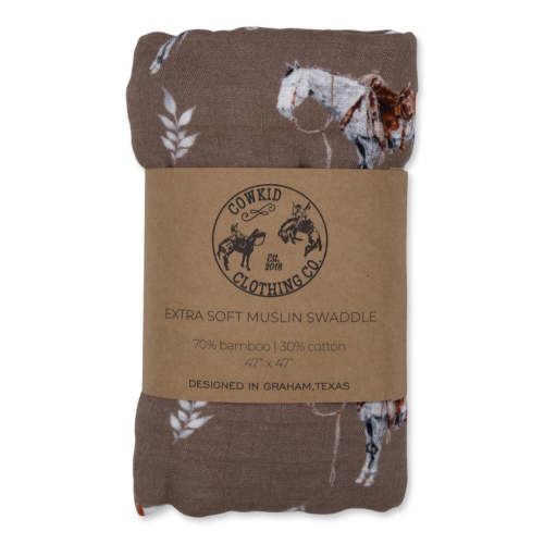 Almond Ranch Horse Bamboo Muslin Swaddle