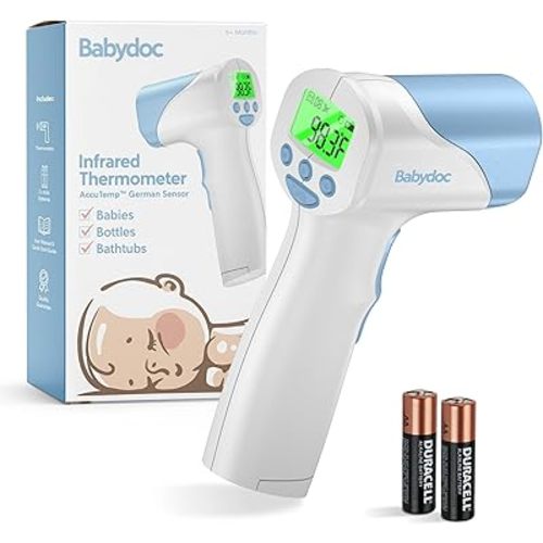 Babydoc Medical Grade Baby Thermometer for Kids, AccuTemp German Sensor, 3-in-1 Safe Non-Contact Infrared Forehead Thermometer, Object Mode for Milk or Bathwater, Infants, Children, Toddlers, Adults