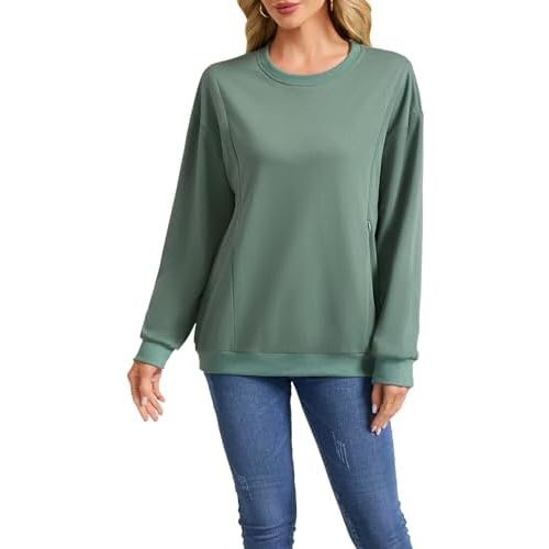 AEARGIV Women Causal Maternity Nursing Sweatshirt Comfort Friendly Zip Breastfeeding Pullover Tops Mama's Boobery Sweater