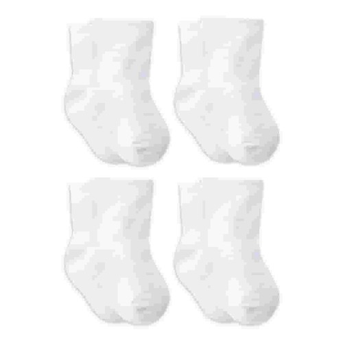 Gerber Baby Gender Neutral White Wiggle-Proof Jersey Socks, 4-Pack, Sizes 0/6 Months - 6/12 Months