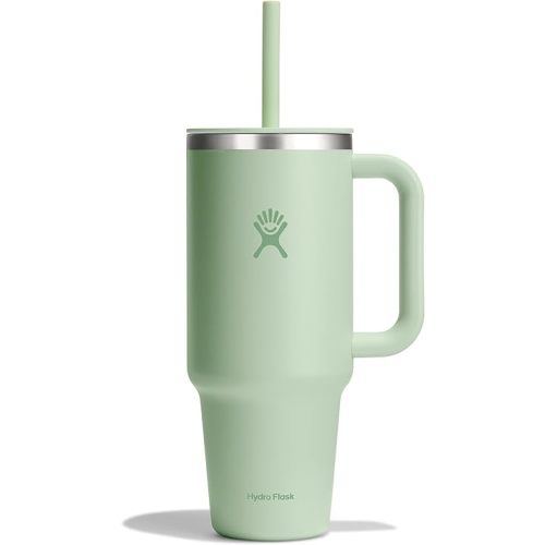 Hydro Flask 40 Oz Travel Tumbler with Handle, Lid and Straw - Insulated Stainless Steel in Aloe