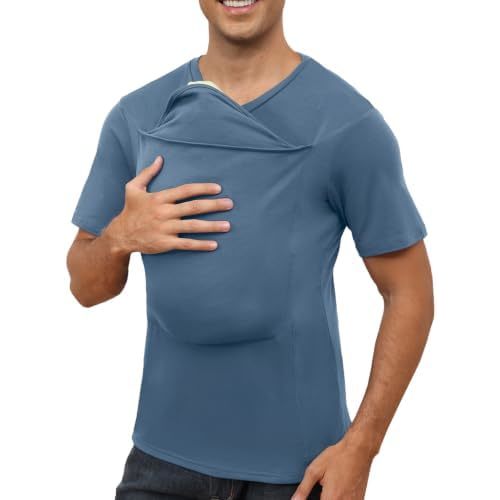Mens Baby Carrier Shirt Dad Shirt for Men Short Sleeve Pocket Tee Shirts
