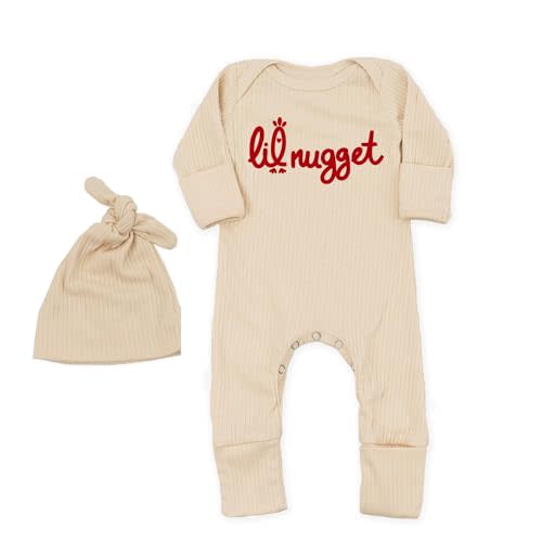 STALOFAZ Newborn Little Nugget Baby Boys Girls Coming Home Outfit Long Sleeve Bodysuit Hat Romper Infant Clothes 0-3 Months