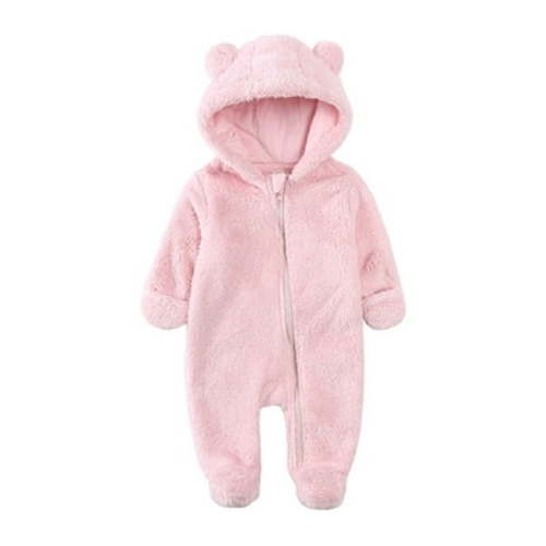 Baby Boys Girls Snowsuit Winter Coat Solid Bear Warm Hooded Footed Romper Jumpsuit Outfits Take Clothes 9 Month Romper Boys 18 Month Clothes Boy Winter Clothes 8 Month Boy Clothes One Year Boy Outfit