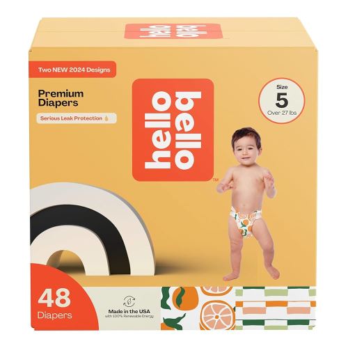 Hello Bello Premium Diapers Size 5, Main Squeeze & Zesties for The Resties Designs, 48ct Club Box