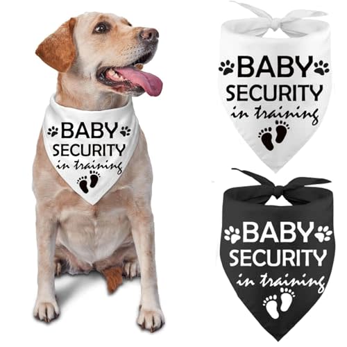 Pregnancy Announcement Dog Bandana Baby Security in Training Printed Dog Bandanas Baby Announcement Dog Bandanas Pregnancy Reveal Ideas Pet Scarf Accessories (2 Pack)