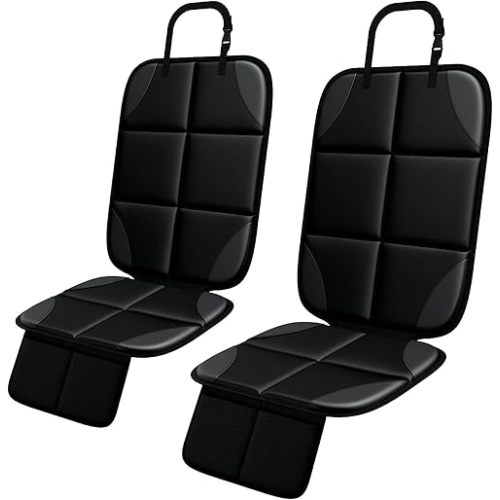Car Seat Protector MHO+All 2 Pack Auto for Child Baby Car Seats - Large CarSeat Sit Savers Mat with Waterproof 600D Fabric & 2 Storage Pockets, Crash Test Approved
