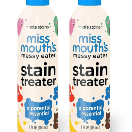 Miss Mouth's Messy Eater Stain Treater Spray - 4oz 2 Pack Stain Remover - Newborn & Baby Essentials - No Dry Cleaning Food, Grease, Coffee Off Laundry, Underwear, Fabric