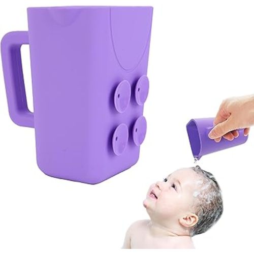 Baby Bath Rinse Cup – Soft Food-Grade Silicone Shampoo Rinser Cup with Easy Grip Handle, Gentle Water Pouring Cup for Kids & Toddlers Hair and Body Washing, Baby Bath Essentials