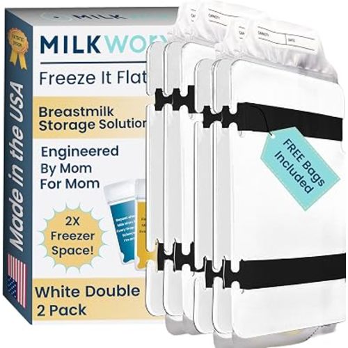 Freeze It Flat Breastmilk Bag Organizer, Set of 2 (White Double)