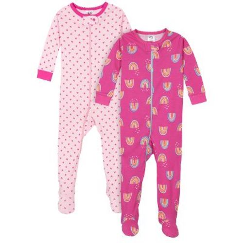 Gerber Baby Girls' Snug Fit Footed Cotton Pajamas - Unicorns - 0-3 Months - 2-Pack