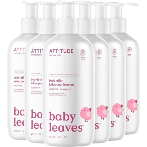 ATTITUDE Baby Lotion, Fragrance-Free Gentle Daily Hydration, Helps Keep Skin Soft & Smooth, EWG Verified, Dermatologically Tested, Vegan, Unscented, 473 mL